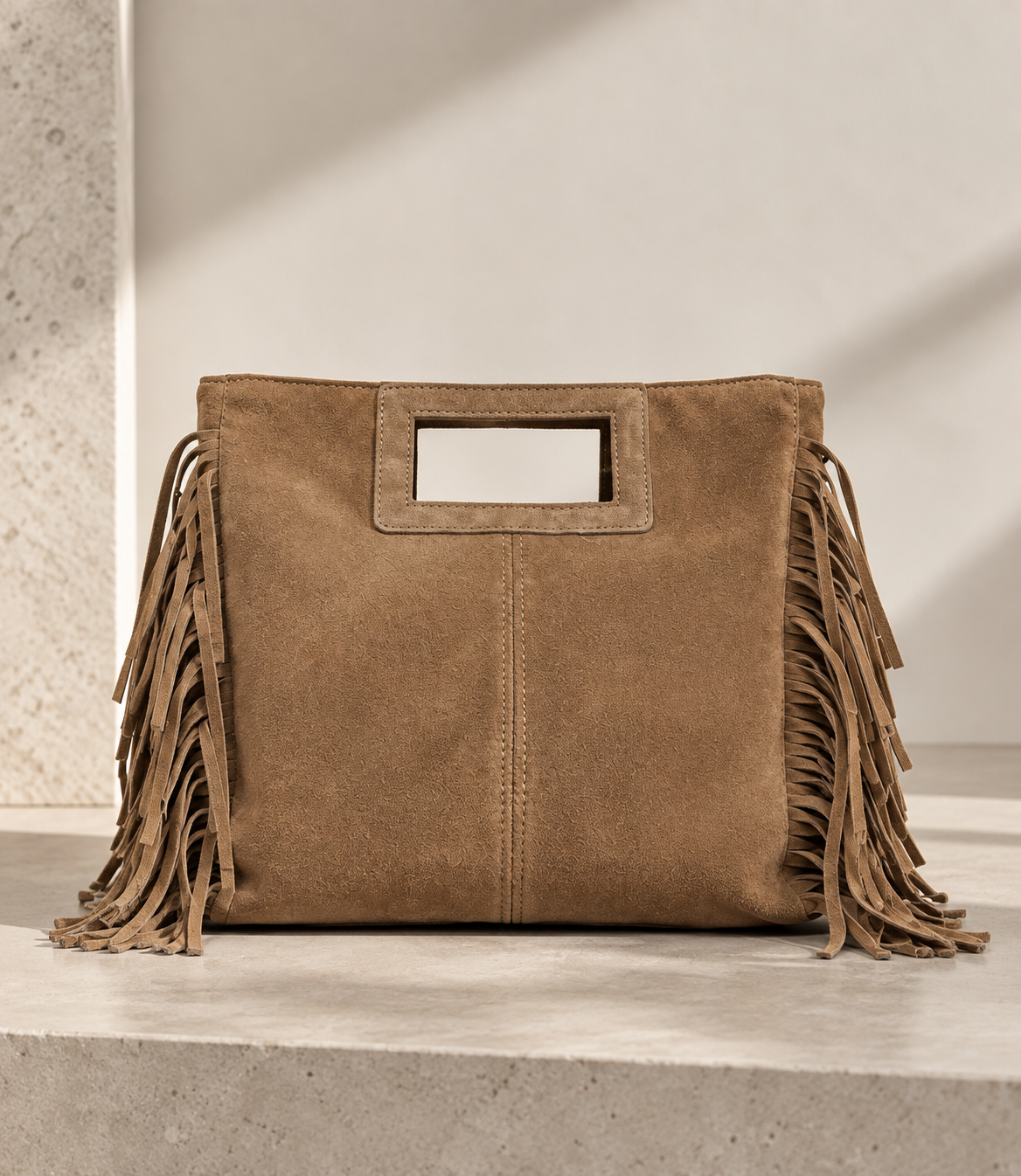 Bolso de piel serraje con flecos
