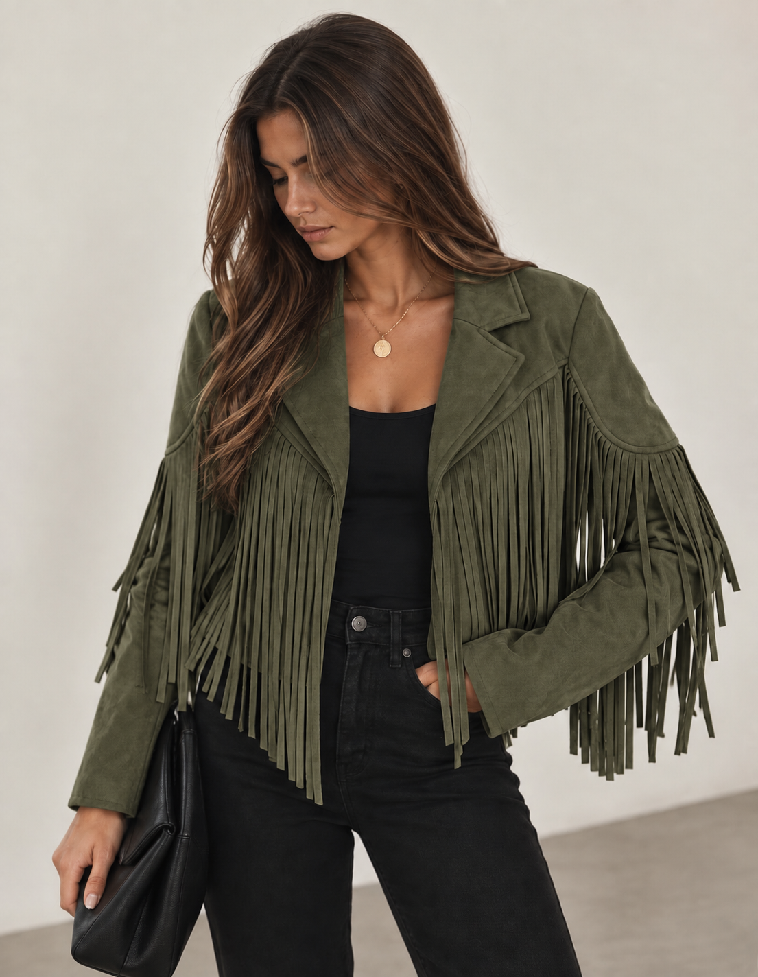 Chaqueta de cuero sintético para mujer