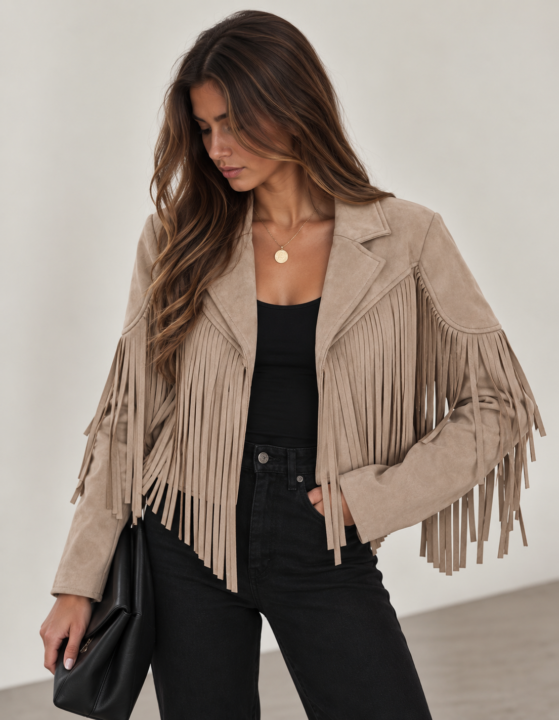 Chaqueta de cuero sintético para mujer