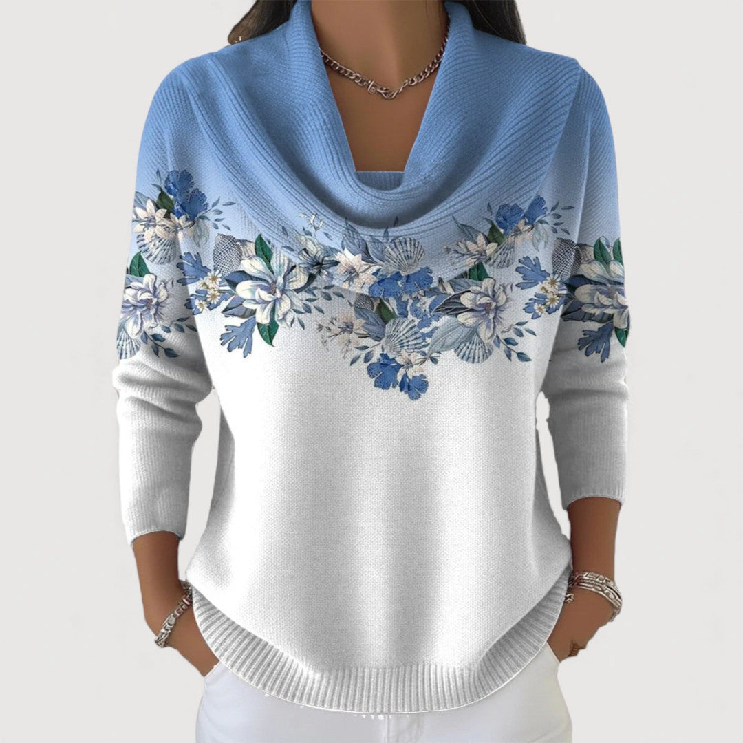 Aurora | SUÉTER CON CUELLO ALTO Y ESTAMPADO FLORAL