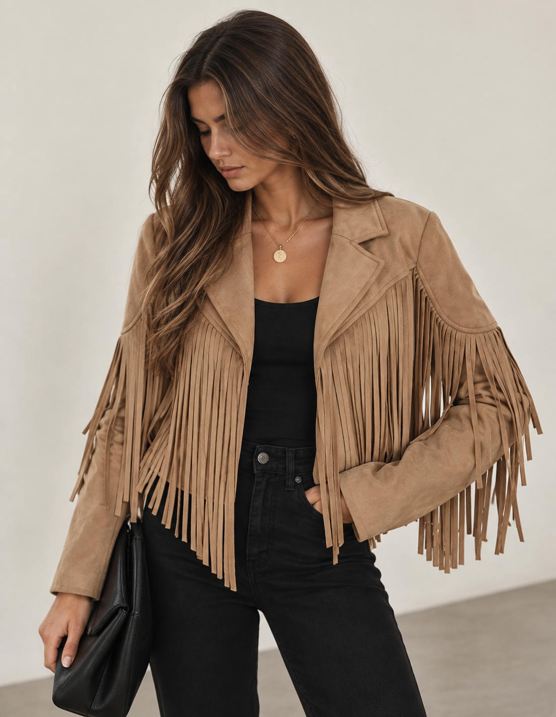Chaqueta de cuero sintético para mujer