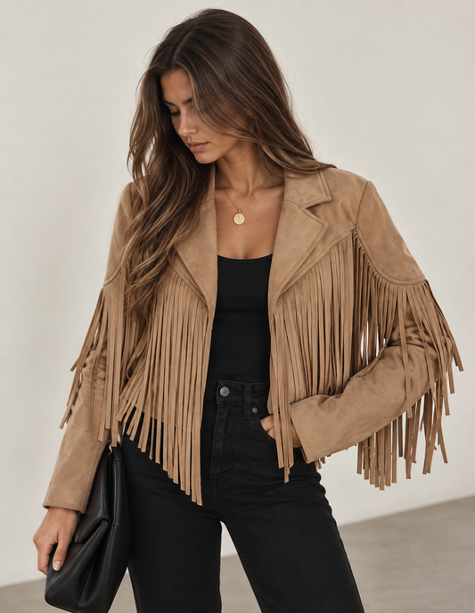 Chaqueta de cuero sintético para mujer