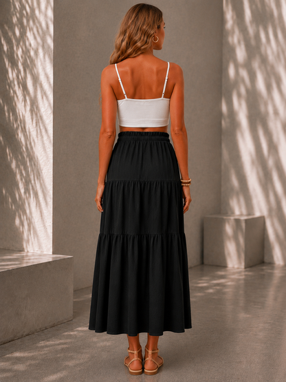 Falda amplia lisa para mujer