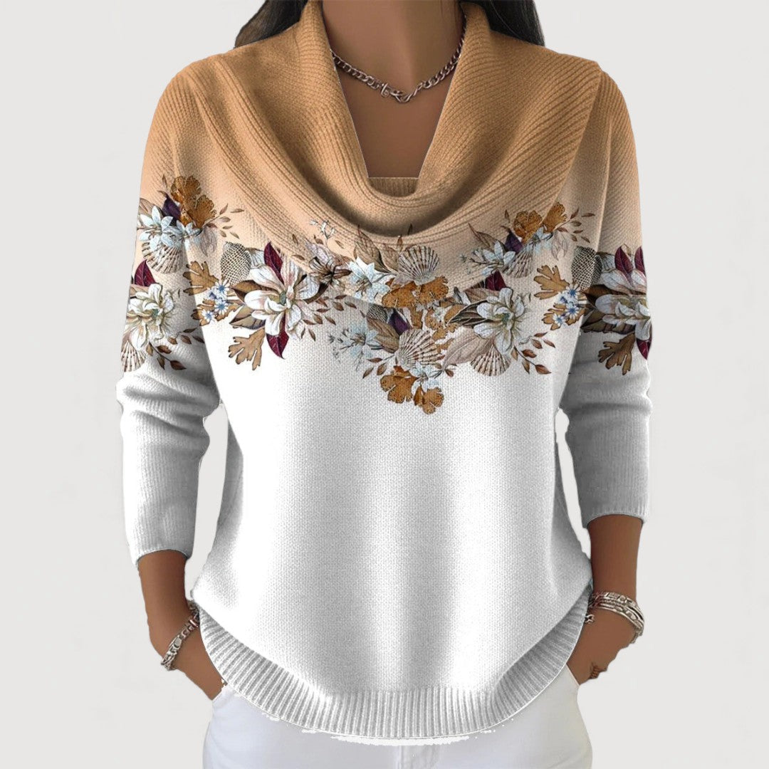Aurora | SUÉTER CON CUELLO ALTO Y ESTAMPADO FLORAL