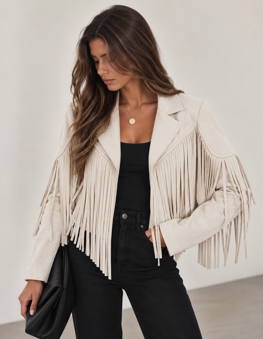 Chaqueta de cuero sintético para mujer