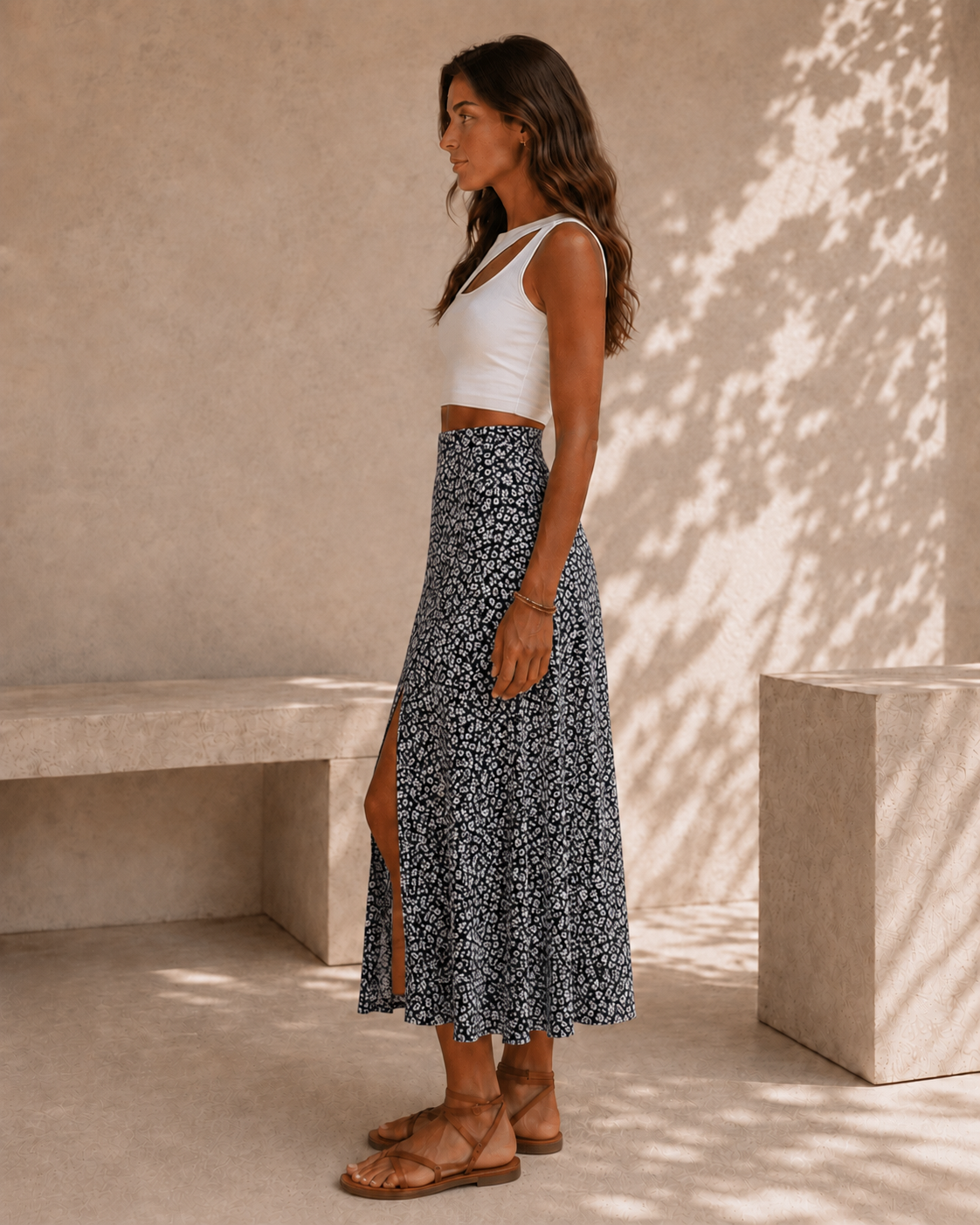 Falda de mujer con estampado floral