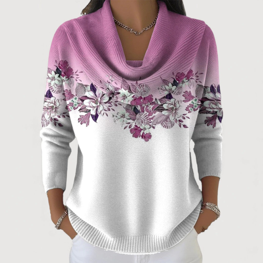 Aurora | SUÉTER CON CUELLO ALTO Y ESTAMPADO FLORAL
