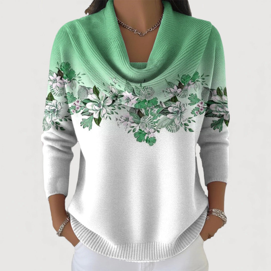 Aurora | SUÉTER CON CUELLO ALTO Y ESTAMPADO FLORAL