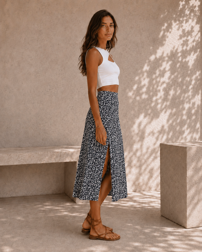Falda de mujer con estampado floral