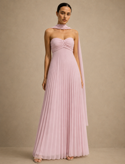 VESTIDO PLISADO SIN TIRANTES