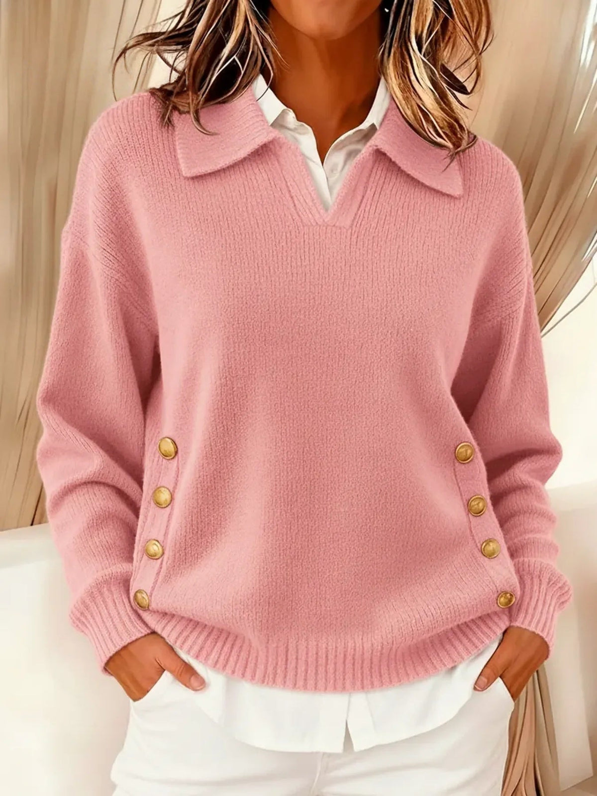 Erminia | JERSEY CON CUELLO ALTO Y BOTONES