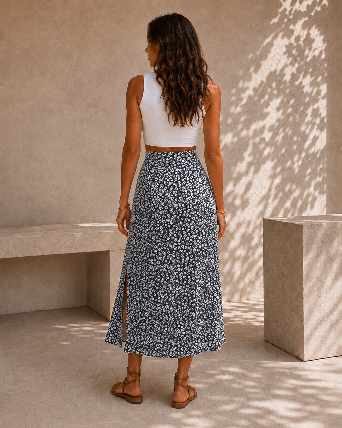 Falda de mujer con estampado floral