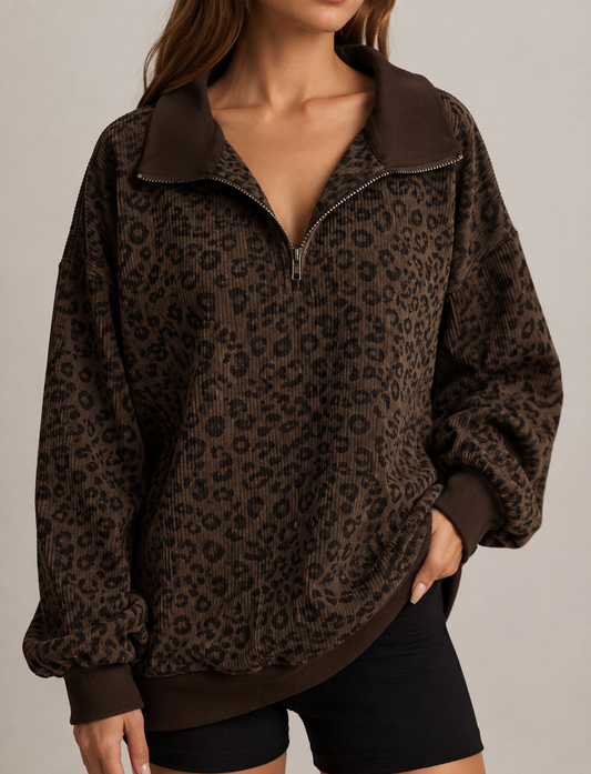 Sudadera para mujer con estampado de leopardo