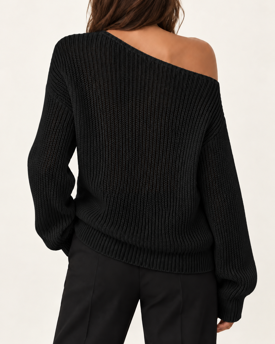 Top de punto sólido para mujer con hombros