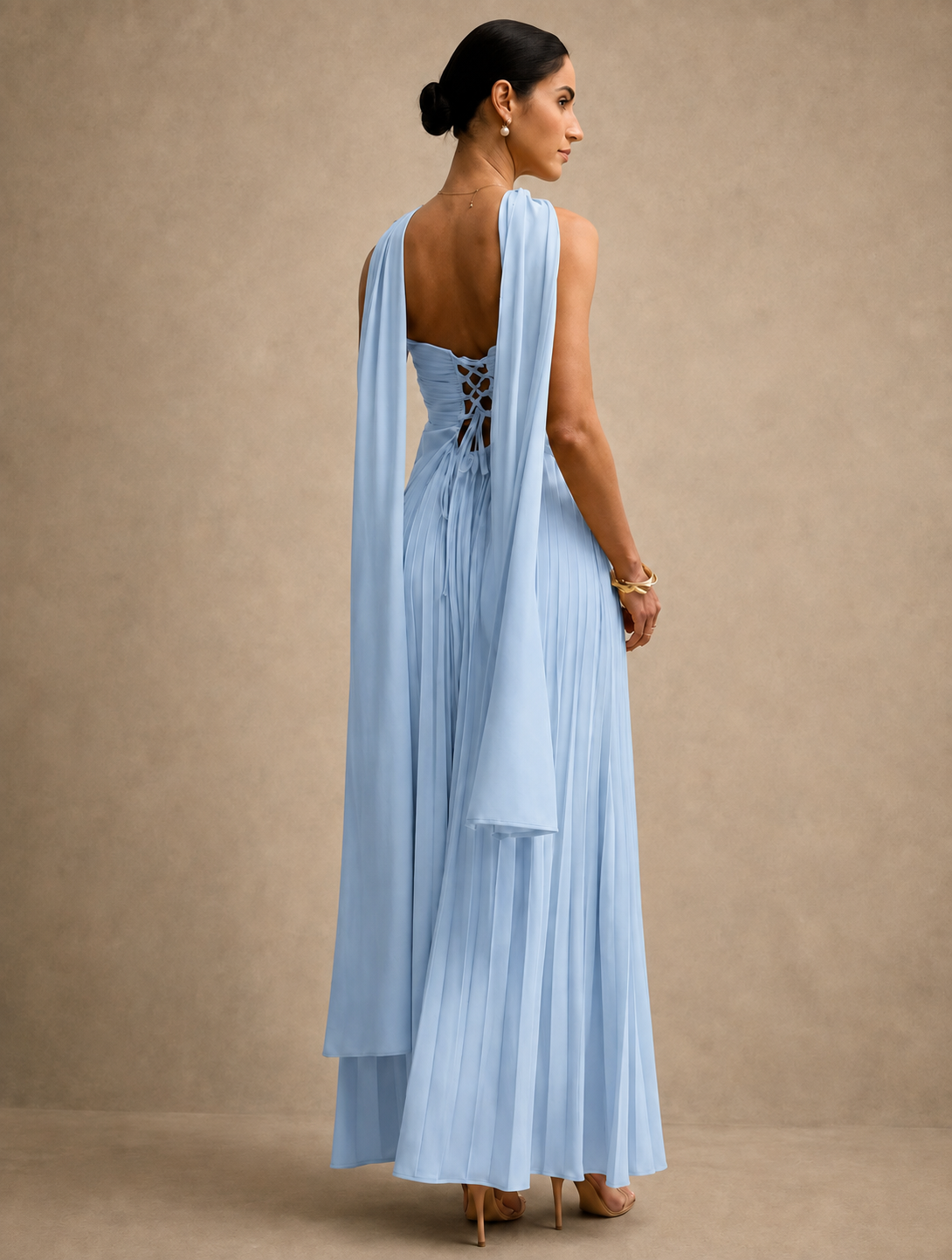 VESTIDO PLISADO SIN TIRANTES