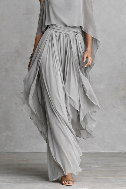 Isabela | Conjunto fluido gris con top de tirantes y pantalón ligero