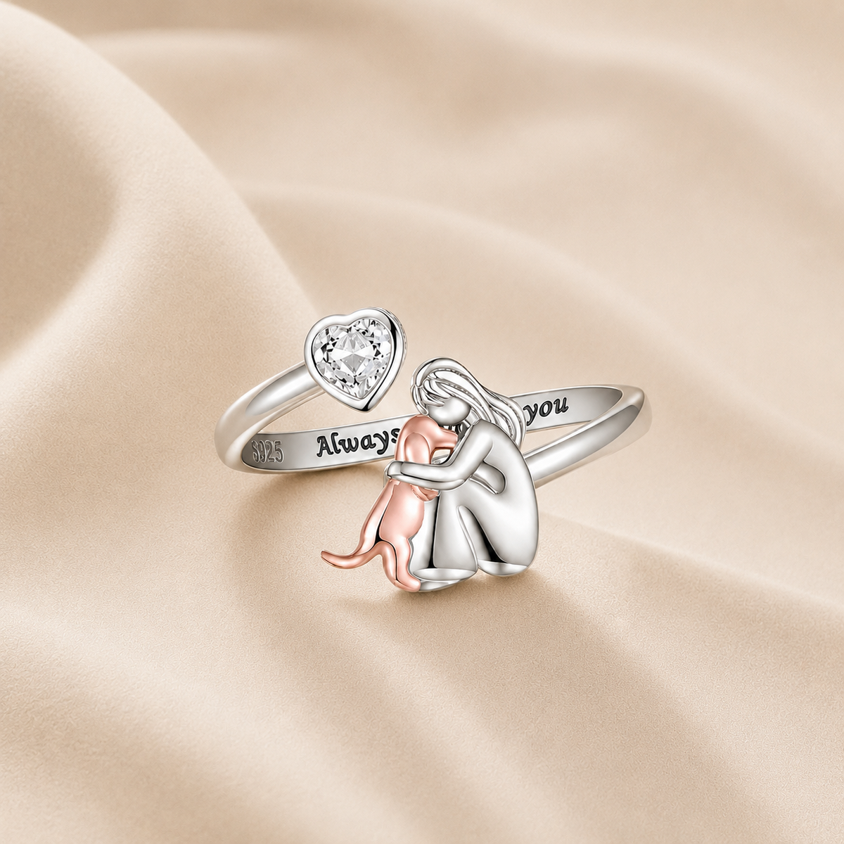 El Abrazo Eterno — Anillo Ajustable con Grabado