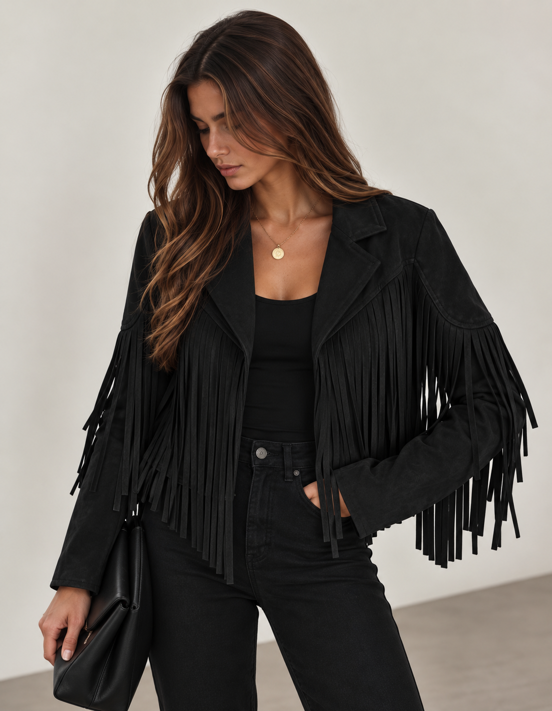 Chaqueta de cuero sintético para mujer