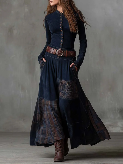 Livia – Vestido Maxi de Ante con Cinturón
