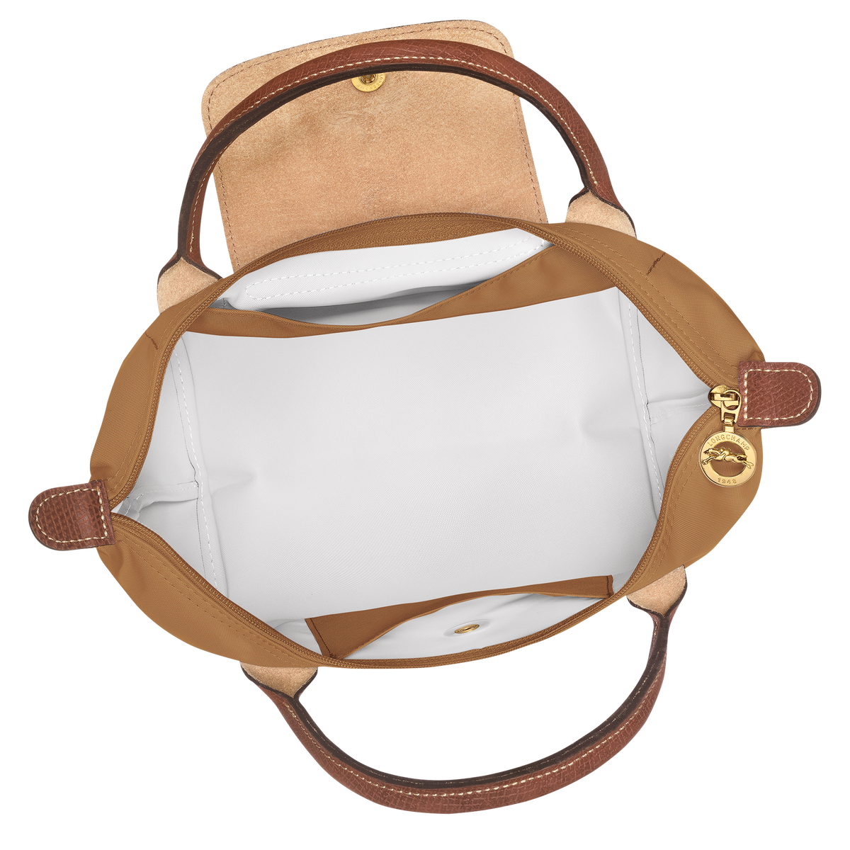 Bolso Tote Mediano Longcham Camel interior