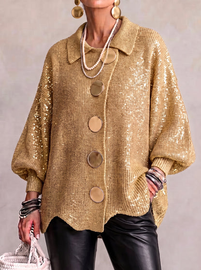 Ortensia | CÁRDIGAN OVERSIZE CON BOTONES DORADOS