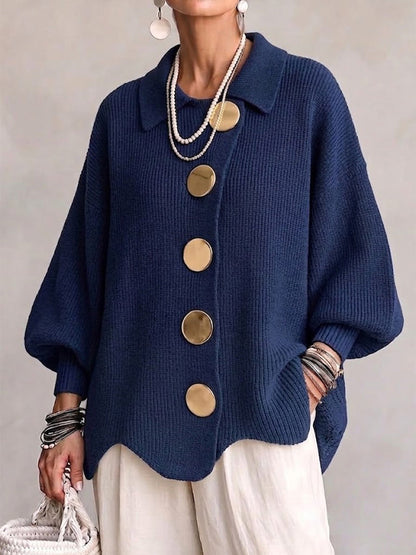 Ortensia | CÁRDIGAN OVERSIZE CON BOTONES DORADOS