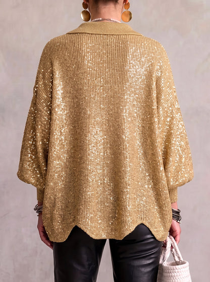 Ortensia | CÁRDIGAN OVERSIZE CON BOTONES DORADOS